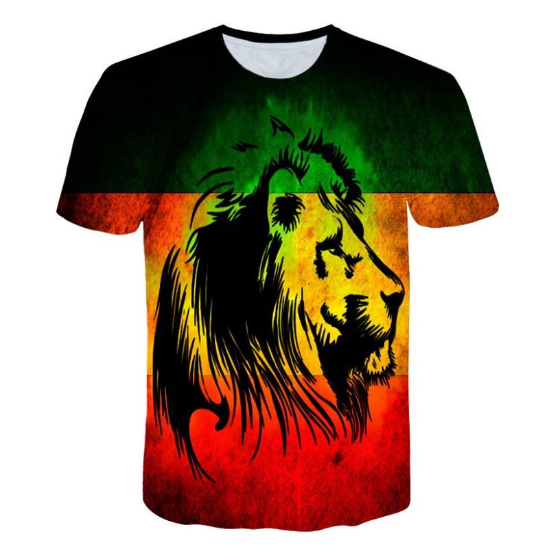 

Trendy Summer Colorful 3D Lion Digital Printed Short Sleeved Men s T-shirt 6XL