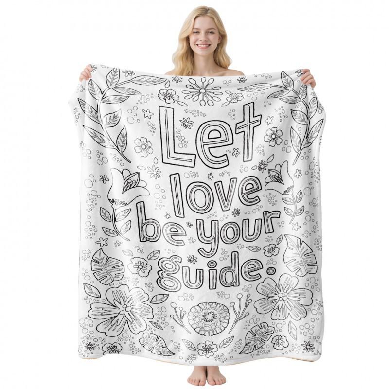 Soft Fleece Blanket With Customizable Gift Text Print Sofa Nap Or Air Conditioning Use