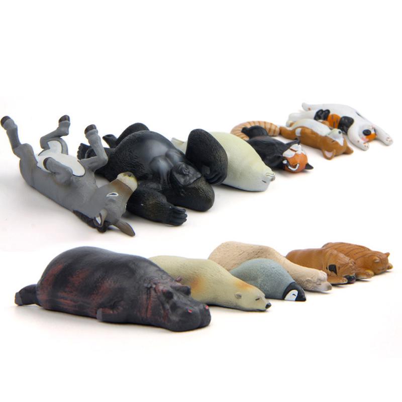 Niedliches Tier, schlafende Tierpuppe, Zoo-Korkfigur, Kühlschrankaufkleber