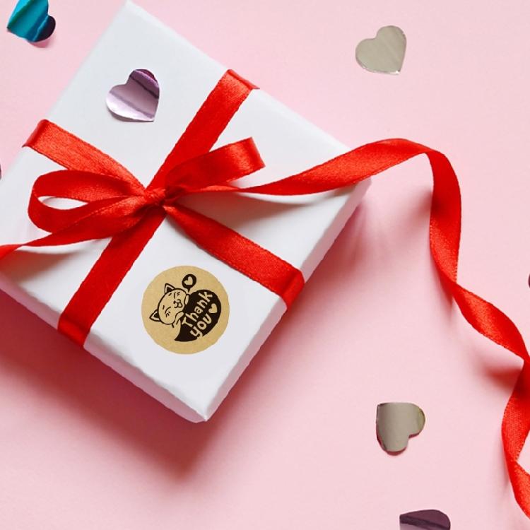 2.5cm Round Thank You Sticker 500Pcs Per Roll Adhesive Paper Labels For Holiday Greeting Card and Event Gift Packaging