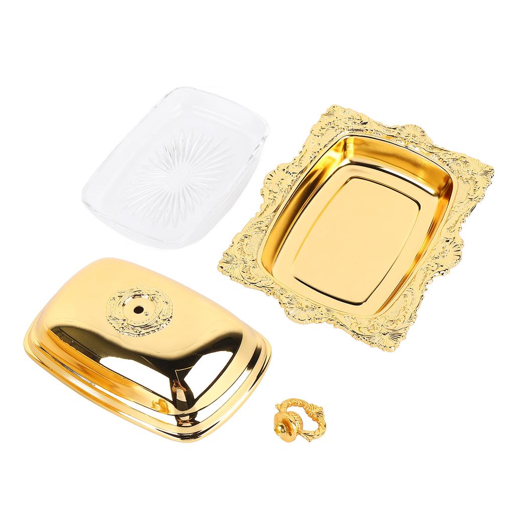 Metal Butter Plate European Vintage Butter Dish Rectangle Multifunctional Butter Container for