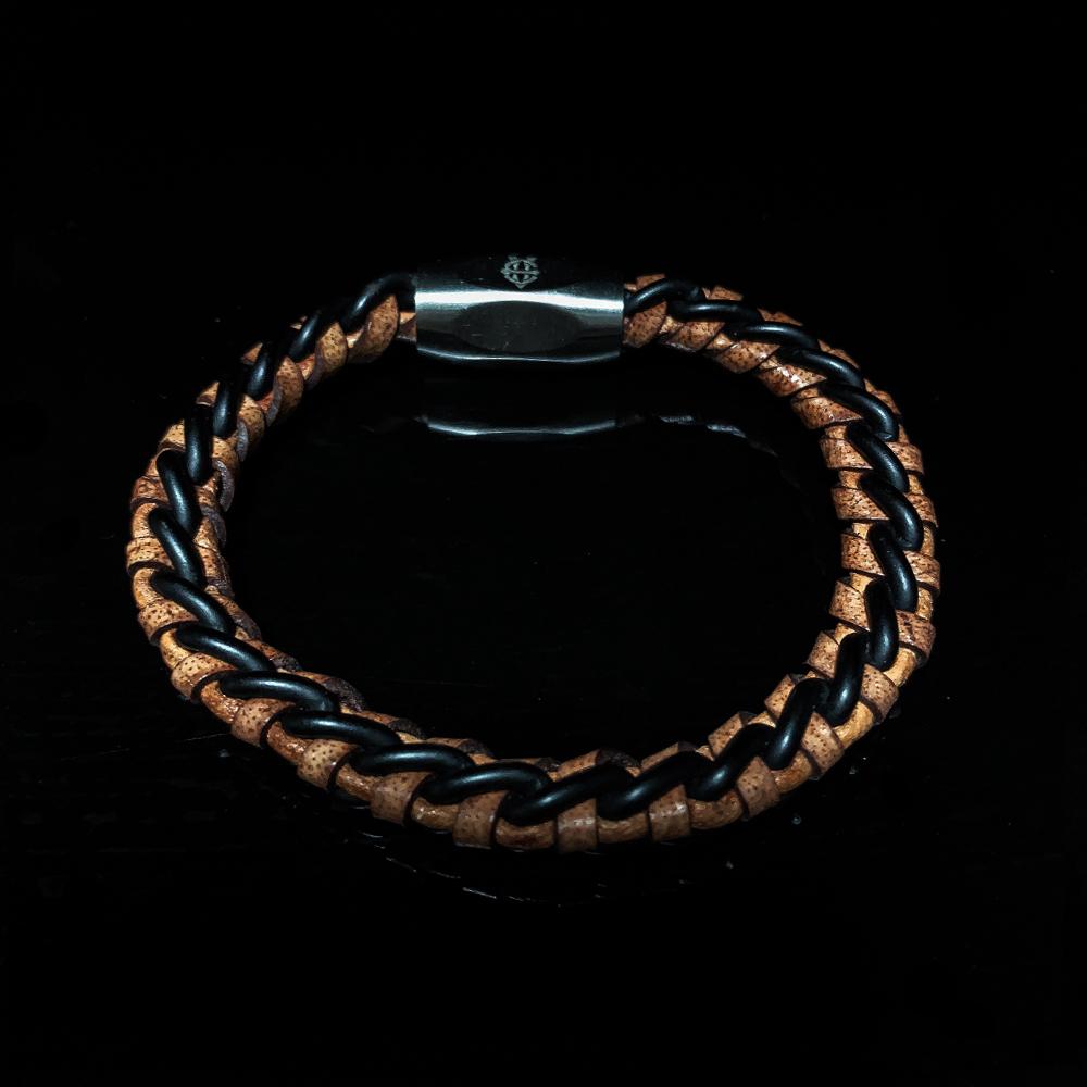 Eightvolume Ev Leather Chain Bracelet 003 (Brown & Black)