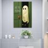 Funny Ghost Bathroom Wall Art Poster Ghost Cat Cute Ghost Bathroom Wall Decor Funny Vintage Bathroom Canvas Painting