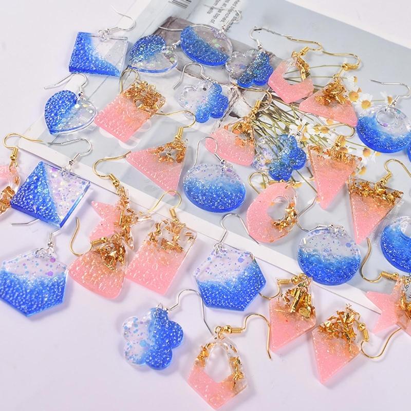 Shiny Glossy Silicone Resin Molds Geometry-shaped Earrings Mold DIY Keychain Pendant Jewelry Epoxy Resin Crafting Molds