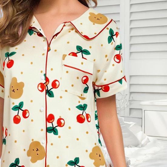 Womens Pajamas Set 2 Piece Button Down Shirts And Shorts Loungerwear Sets Ladies Summer Casual Comfy Sleepwear
