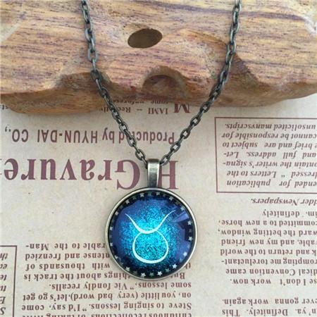 Ebay Fashion Vintage Copper Time Gemstone Twelve Constellation Necklace Sweater Chain