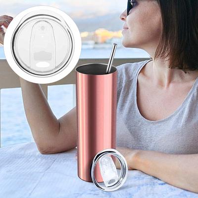 Becherdeckel, lebensmittelechter BPA-freier Kunststoff, verschiebbarer transparenter Ersatz-Strohhalm-Loch, spritzwassergeschützt, 20 oz Skinny Tumbler Cover, Haushaltsbedarf