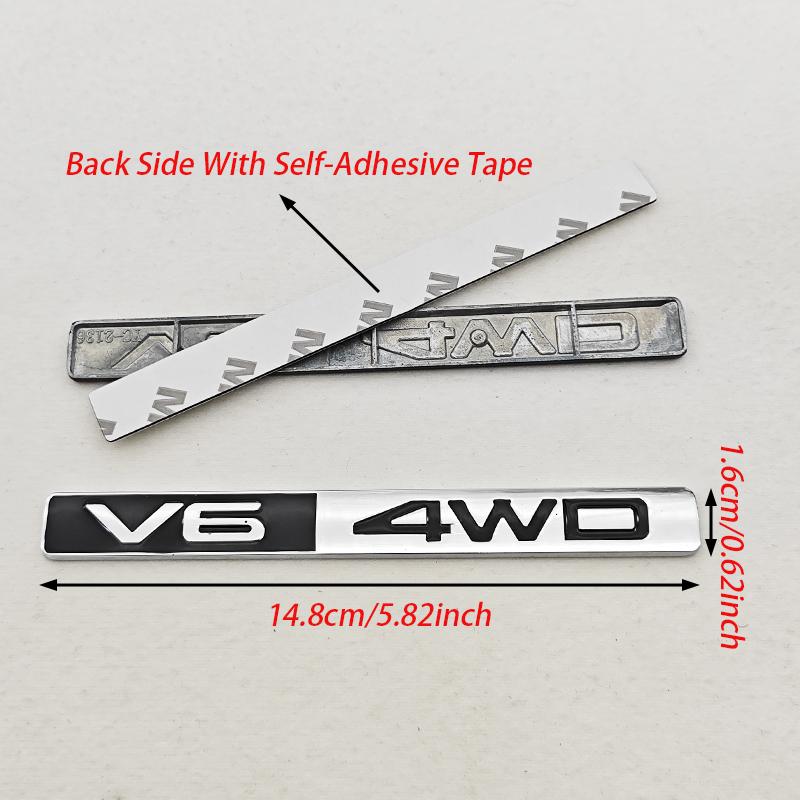 3D Zinc Alloy Logo V6 4WD Car Letters Rear Trunk Badge Sticker Emblem For Toyota Prado Land Cruiser 4Runner Auto Accessories