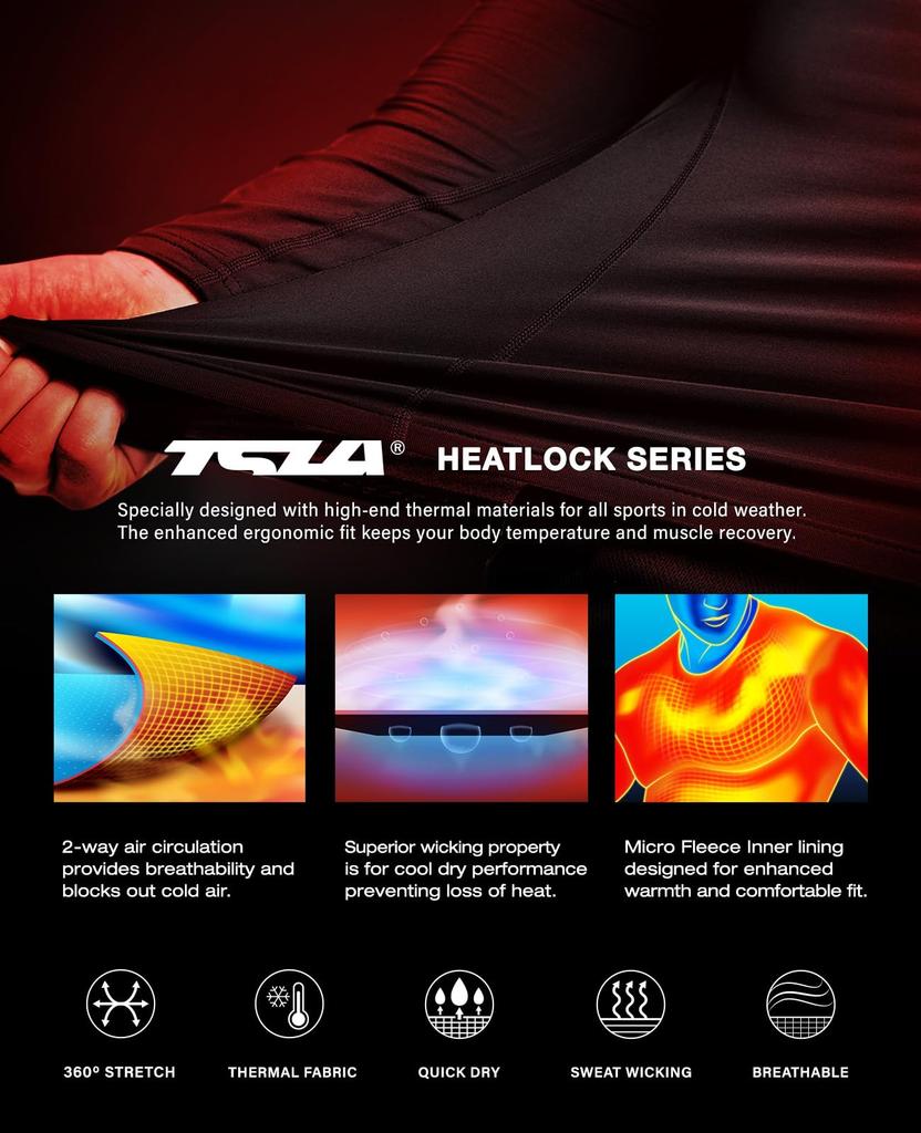 [Tesla] Sports Innerwear High Neck Men's Brushed Lining [Cold Protection, Lightweight Heat Retention, Stretchable] Long Sleeve Compression Wear