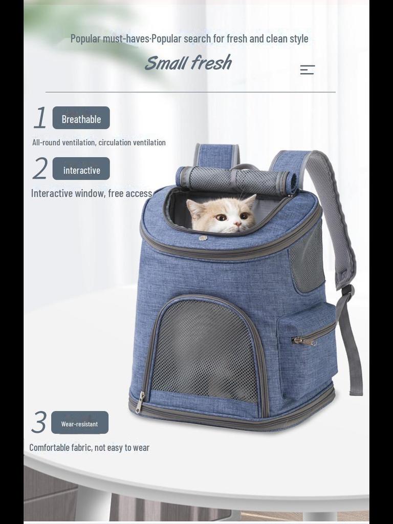 Portable Foldable Pet Backpack - Breathable, Wear-resistant Oxford Cloth for Cats and Dogs