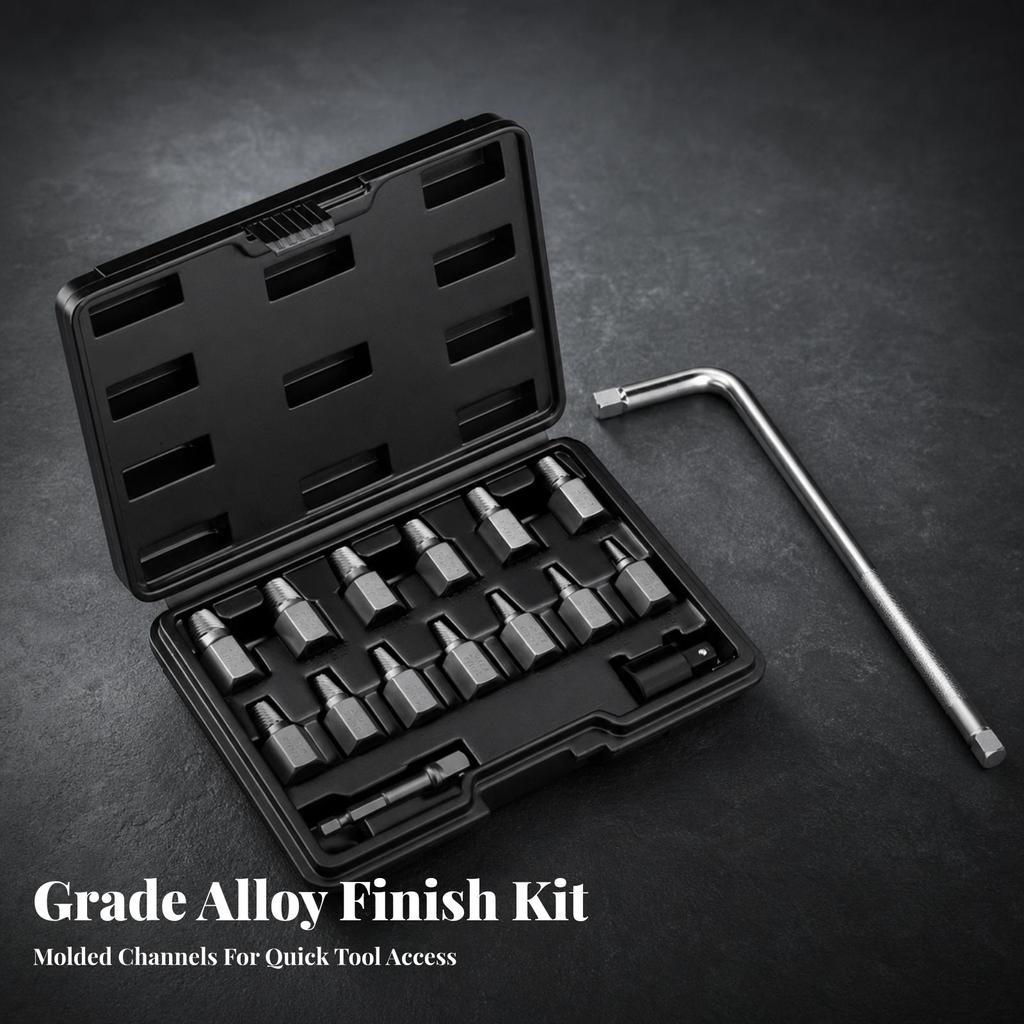 15 Pieces Damaged Screw Extractor Alloy Steel Tool Hexagonal for Diyers