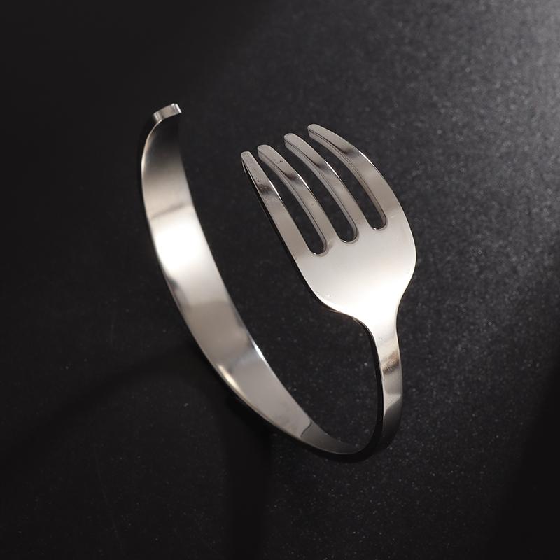 Creative Design Fork Cuff Bracelet Stainless Steel for Women Personality Trend Party Jewelry Three Colors Optional