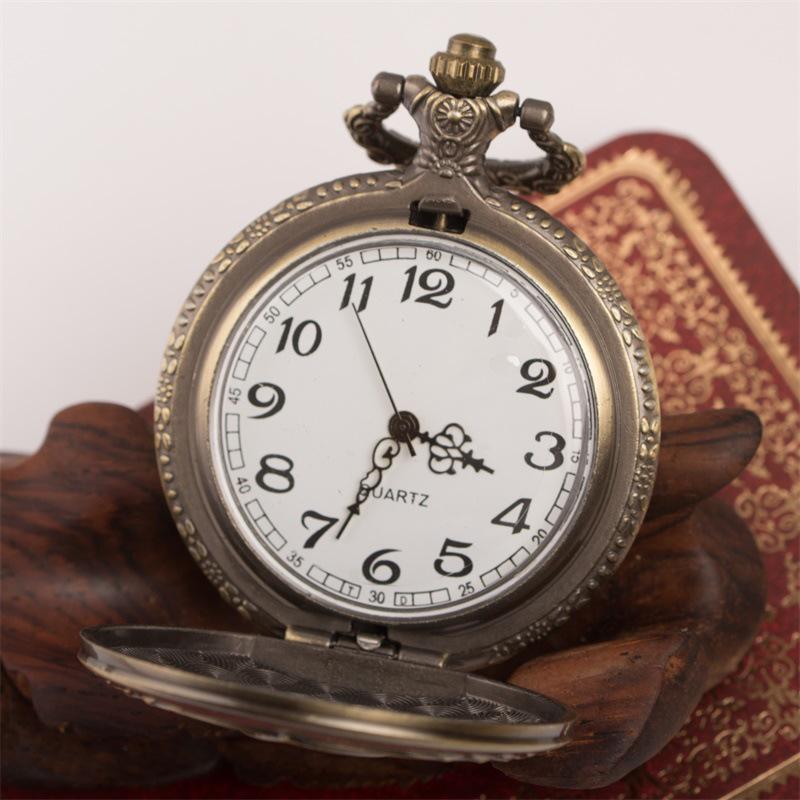 Vintage Quartz Pocket Watch with Retro Flip Necklace Pendant Design