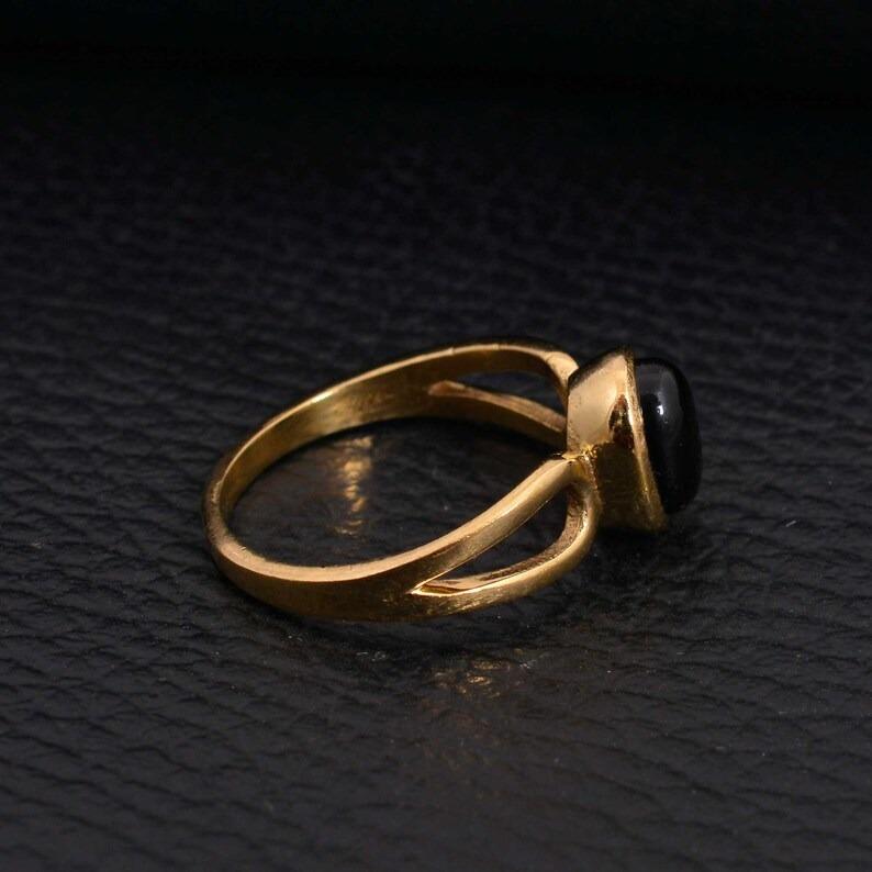 Black onyx Oval gemstone Ring, Solid 925 Sterling Silver Partywear Ring, bezel Ring, Yellow Gold Ring, Stacking Ring
