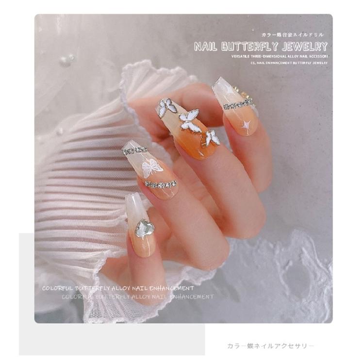 5Pieces/set Butterfly Nail Charms Butterfly Rhinestones Nail Art Decoration DIY