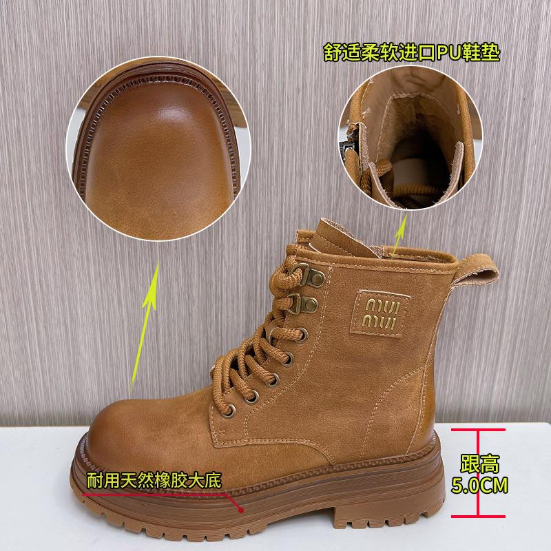 Leather Big Yellow Boots Women's 2025 Autumn and Winter New Retro Thick Heel Martin Boots British Style Thin Short Boots Versatile Women's Boots