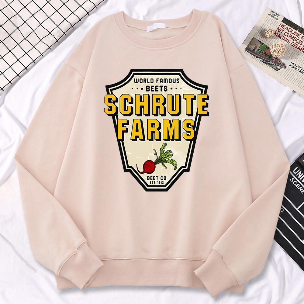 Simple Winter Women Pullovers World Famous Beets Schrute Farms Crop Printing Hoodie Loose Crewneck Sweatshirt Warm Tops