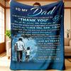 1pc Cozy Blue Starry Night Sky Gratitude Blanket with Thank You Dad Design | Flannel Warm & Comfortable Ideal for Father's Day or