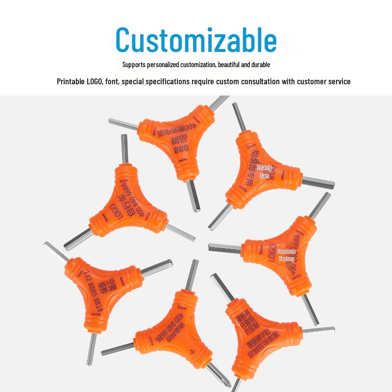 Three-Pronged Hexagonal Multi-Purpose Wrench: Flat Head, Phillips Head, and Inner Hexagonal for Air Conditioning Maintenance