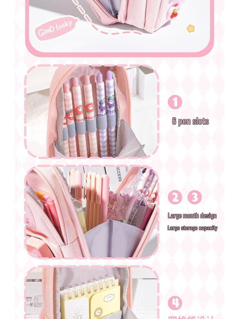 Three-layer Cute Cartoon Pencil Bag for Girls: Spacious, Stylish, and Ideal for Primary School Students