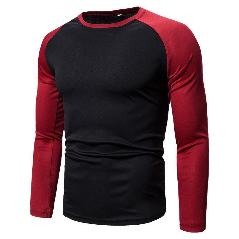 2026 Men's Color Block Long-Sleeve Round Neck T-Shirts