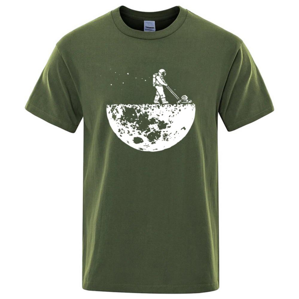 

Men s T-shirt High-quality Moon Clean Printing Casual Cool Loose O-neck Men s T-shirt Hip-hop T-shirt M