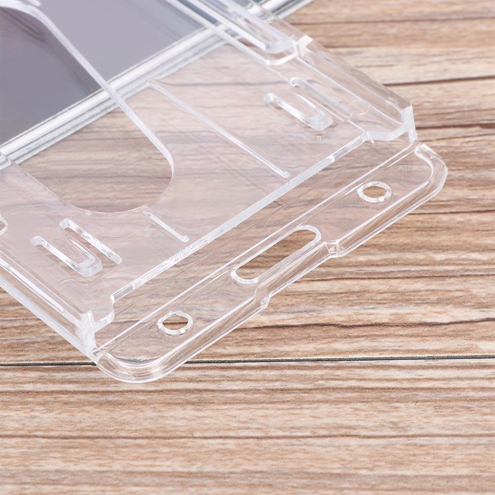 10x6cm Plastic Vertical Clear Badge Holder Double Card ID case Transparent