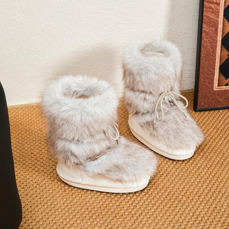 Ruffian Young Winter Fashion Space Boots Hairy Moon Sneakers Snow Boots Women Velvet Women