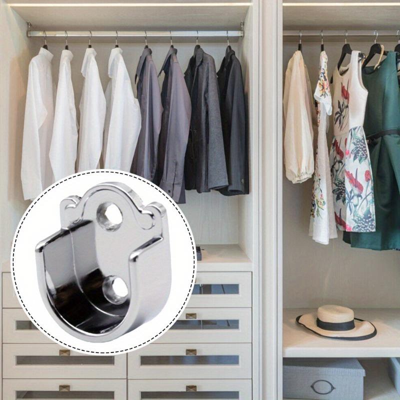 Heavy-Duty Metal U-Shaped Rod Brackets - End Support Brackets for Wardrobes Easy To Install, Furniture and Closet Rail Hardware