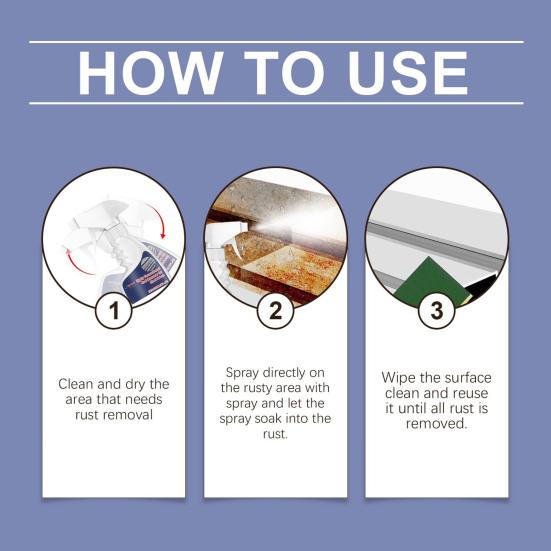 Rust Remover Spray for Metal Easy Spray Application Fast-Acting Steel Rust Remover Heavy Duty Metal Cleaner for Tools Auto Parts Stainless Steel Iron