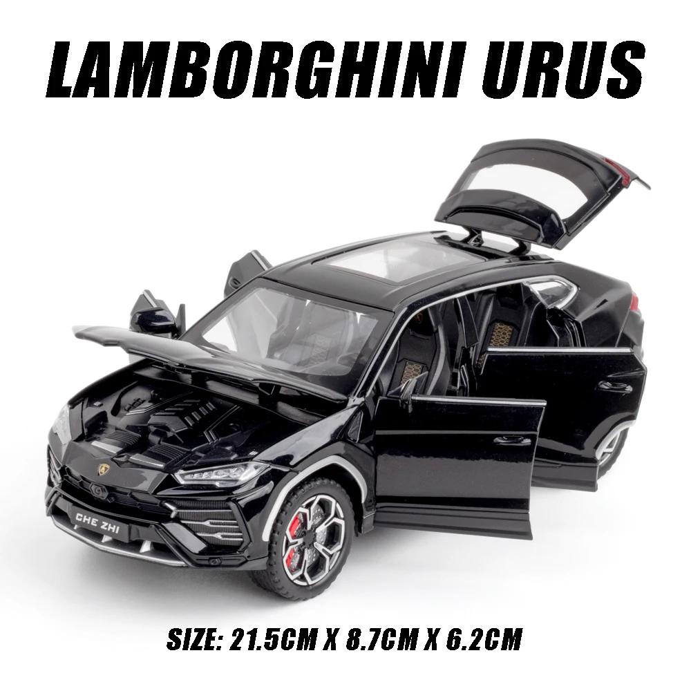 

1:Масштаб 24 Lamborghini URUS Модель Автомобіля зі Сплаву SUV Транспортний Засіб Лита Іграшка Металева Колекція Звук і Світло Дитячий Подарунок чорний