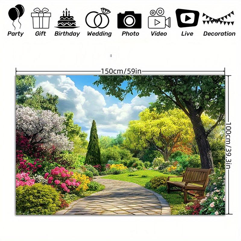 Large Garden Park City Village Polyester Background - Vibrant Outdoor and Indoor Party Banners Festival Celebrations