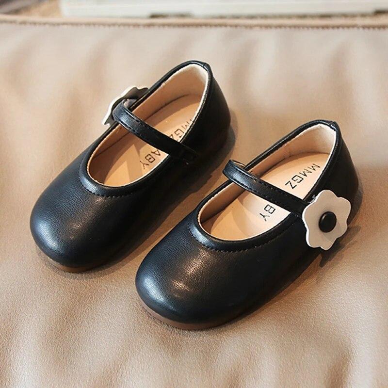 Girl's Princess Shoes Flower Cute Shallow Daily Kids Ballet Flats Three Colors Four Seasons Light 21-30 Pu Leather Children Shoe