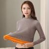 Maglioni da donna in peluche a collo mezzo alto aderenti, maglioni a manica lunga in maglia tinta unita casual autunnali invernali, taglie grandi