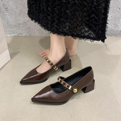 Pointed French Beautiful Thick Heel Shoes Spring Women's Mary Women's Shoes Temperament Shoes