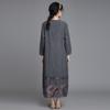 Johnature Women Vintage Dress Spring O-Neck Long Sleeve Robes Patchwork Print Floral Loose Dresses