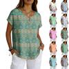 Blusa Feminina Casual, de Corte Solto e Estilosa, de Manga Curta, em Algodão e Linho