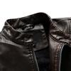Men's Fashion Casual Solid Color Plus Velvet Lapel PU Leather Jacket