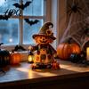 Desktop Decorative Statues Wooden Halloween Figurine with Lantern Pumpkin Scarecrow Skeleton Mummy Ghost Witch Gift for Kids Statue Rustic Farmhouse