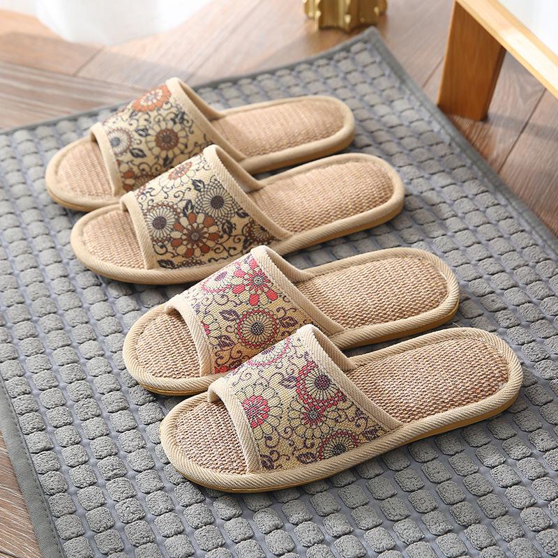 Women's & Men's Four Seasons Linen Slippers, Non-Slip Indoor Soft Soles, Cute & Cool for Spring and Autumn