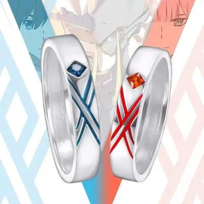 Anime Darling In The Franxx Ring HIRO ZERO TWO Cosplay Open Adjustable Couple Rings Jewelry Gift Accessories