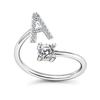 Adjustable A To Z Alphabet Open Ring Couple Wedding Band Jewelry Accessory Gift