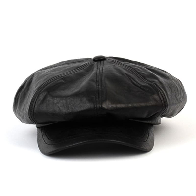Universal Chemistry Crack Leather Black Belted Newsboy Cap