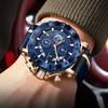 POEDAGAR Fashion Men's Quartz Chronograph Watch Luminous Waterproof with Leather Strap Ideal Gift for Men Business Casual