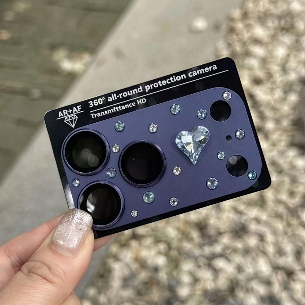 

Diamond 3D Heart Glass Camera Protector Clear HD Anti Scratch Lens Film Full Cover Shockproof for iPhone 17 Pro Max 17Pro for 17 Pro