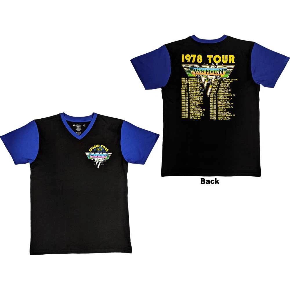 Van Halen Unisex Raglan T-Shirt: 1978 Tour Dates (Back Print) (Medium) L