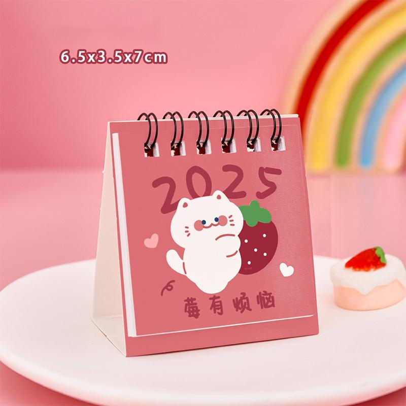 2025 Cute Cartoon Small Desk Calendar Creative Office Desktop Calendar Dual Daily Mini Memo Calendar Learning Planner