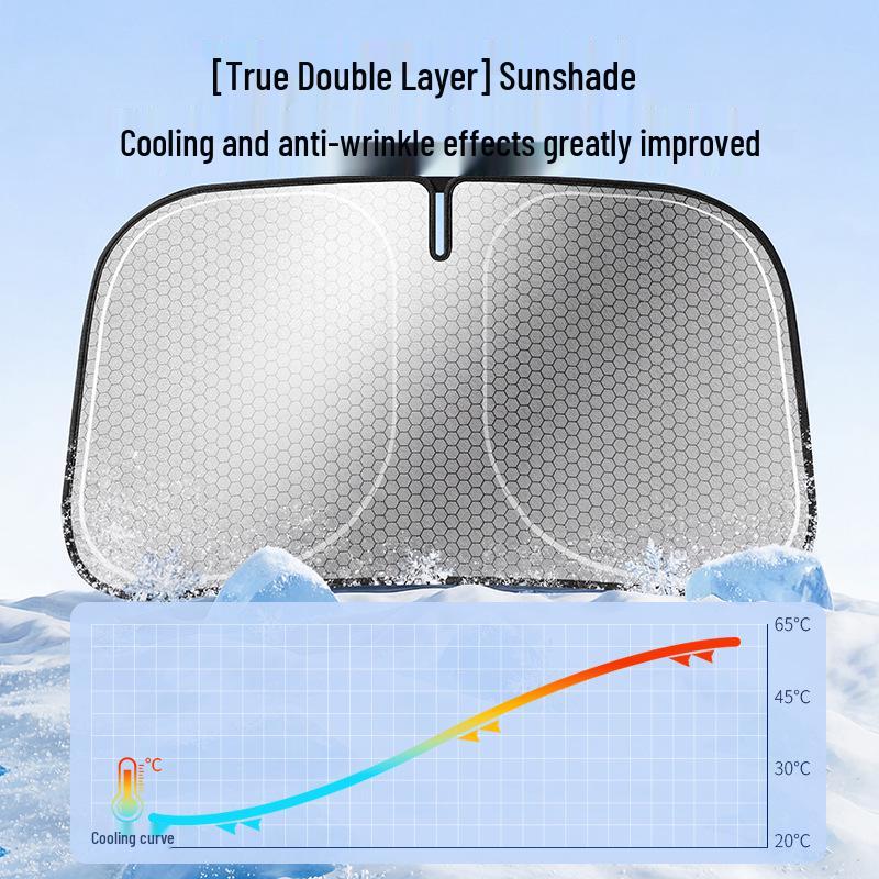 2026 Car Sunshade: Black Glue Sun Protection, Heat Insulation, Anti-Glare Visor for Windshield.
