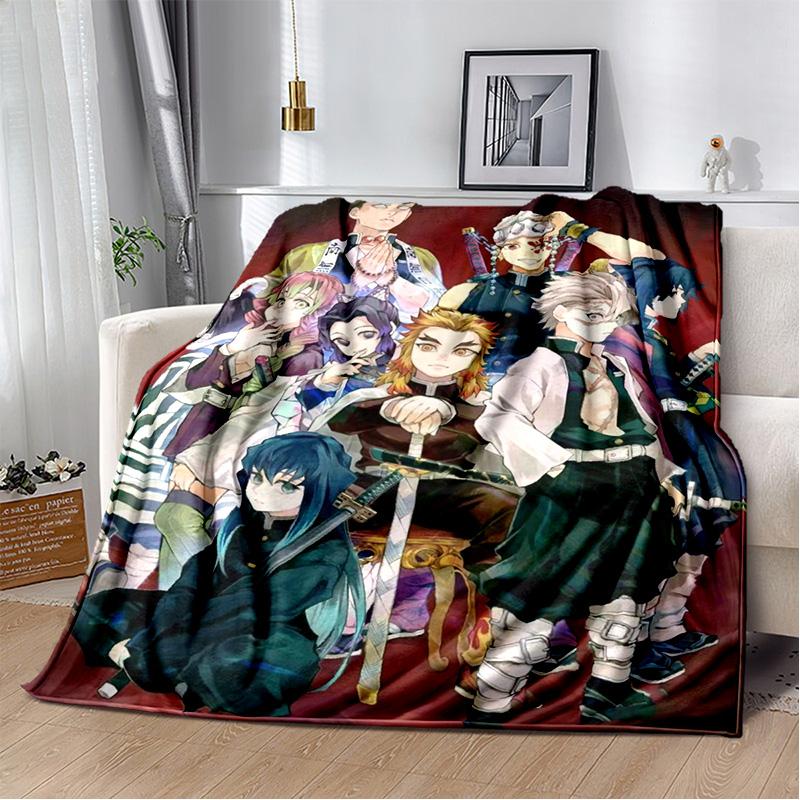 D-Demon Slayer Anime Blanket Sofa Office Nap Cover Blanket Kamado Nezuko Air Conditioning Blanket Soft and Warm