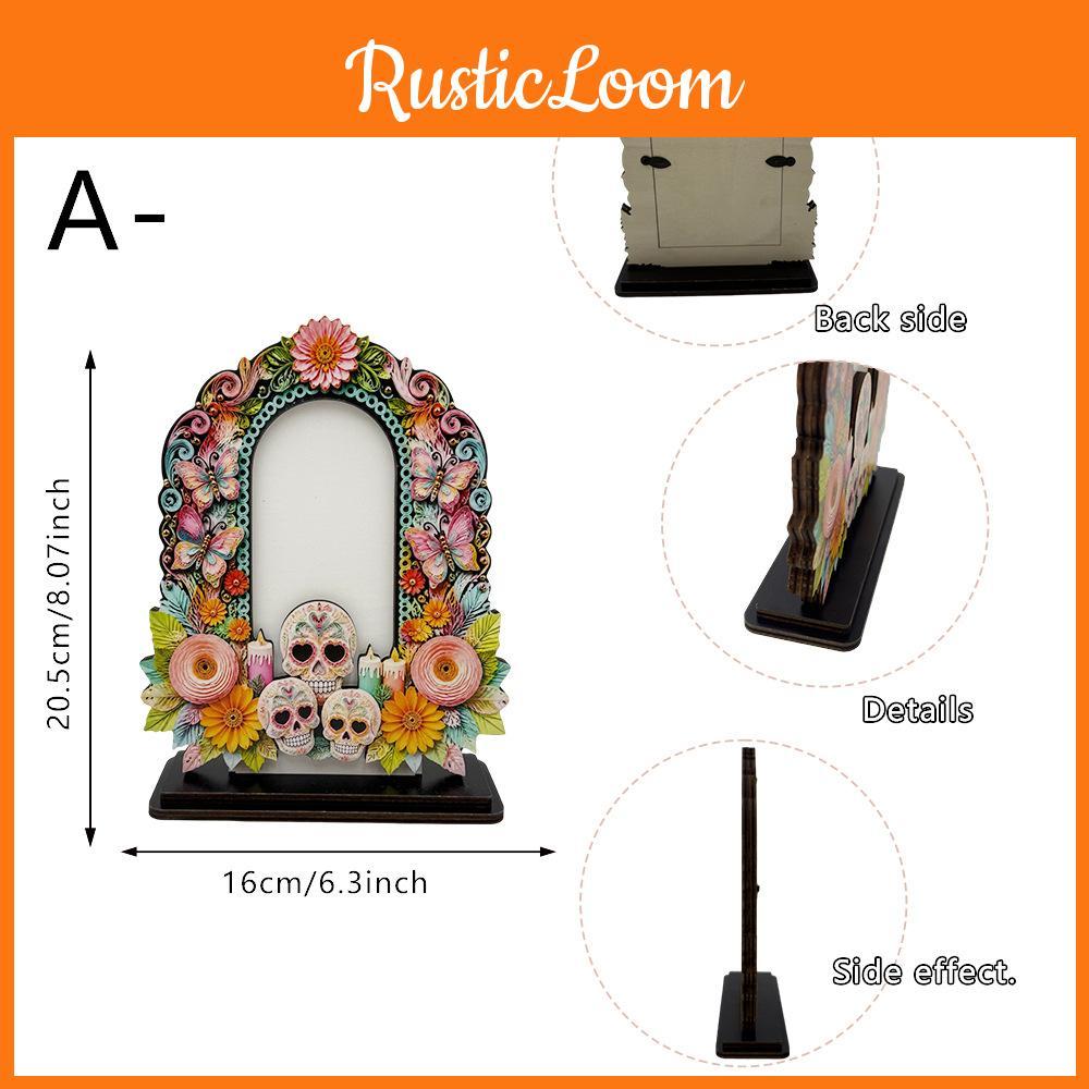 Spirit Of Day Of The Dead Wooden Picture Frame With Handcrafted Design For Memorials And Decor